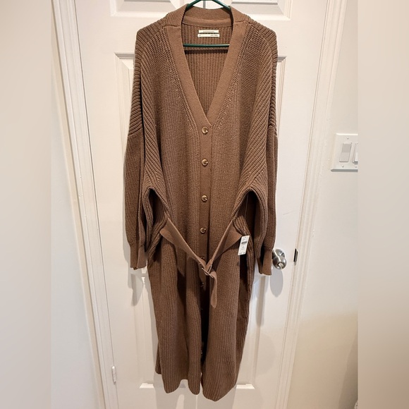 NWT By Anthropologie 2X Plus Long-Sleeve Belted Cardigan Rhyme Sweater Dress - Picture 4 of 11